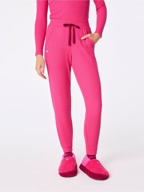 Figs Off-Shift Waffle Jogger Sweatpants Shocking Pink Size XS